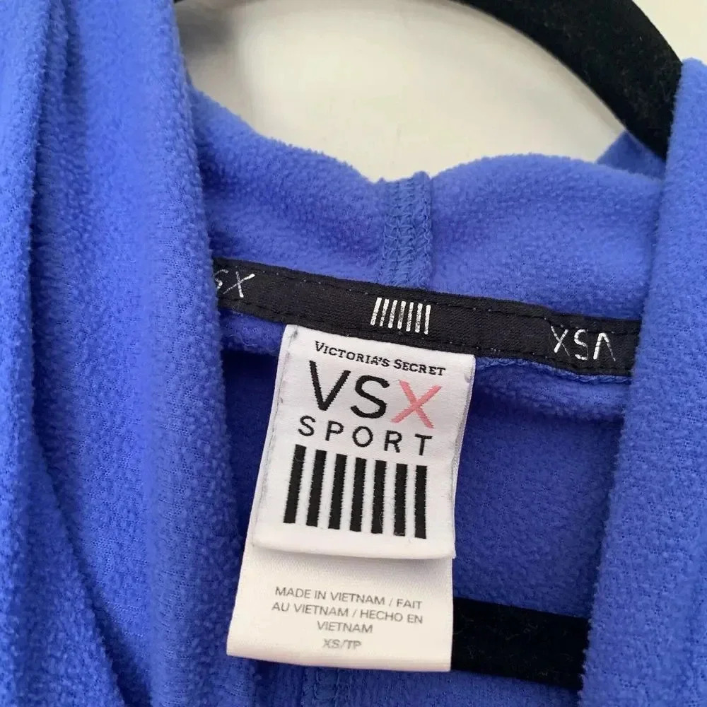 Victoria’s Secret VSX Hoodie Women’s XS Blue Fleece Pullover Long Sleeve - Picture 5 of 9